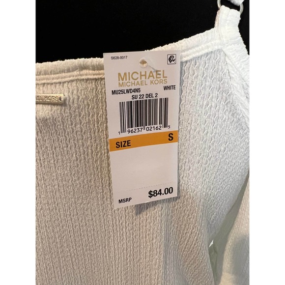 Michael Kors Boho Cold Shoulder Textured Ruffle Top Small - Picture 5 of 8